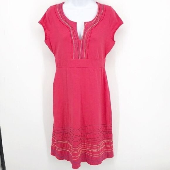 Boden Cap Sleeve Pink with multi Color Stitching Detail Size 6 - Picture 1 of 13